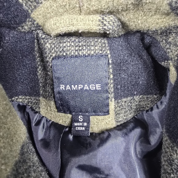 Rampage Y2K Peacoat Small Juniors Olive Green Caviar Plaid Grunge Preppy Jacket - Picture 2 of 6